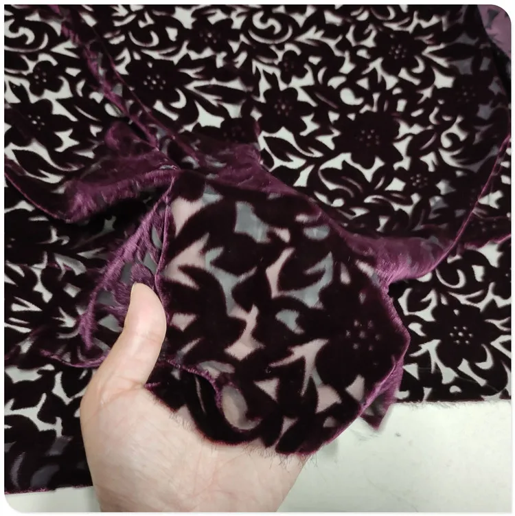Hollow-out Mulberry Silk Bottom Cotton Velvet Dress Shirt Shawl Ткань Clothing Fabric