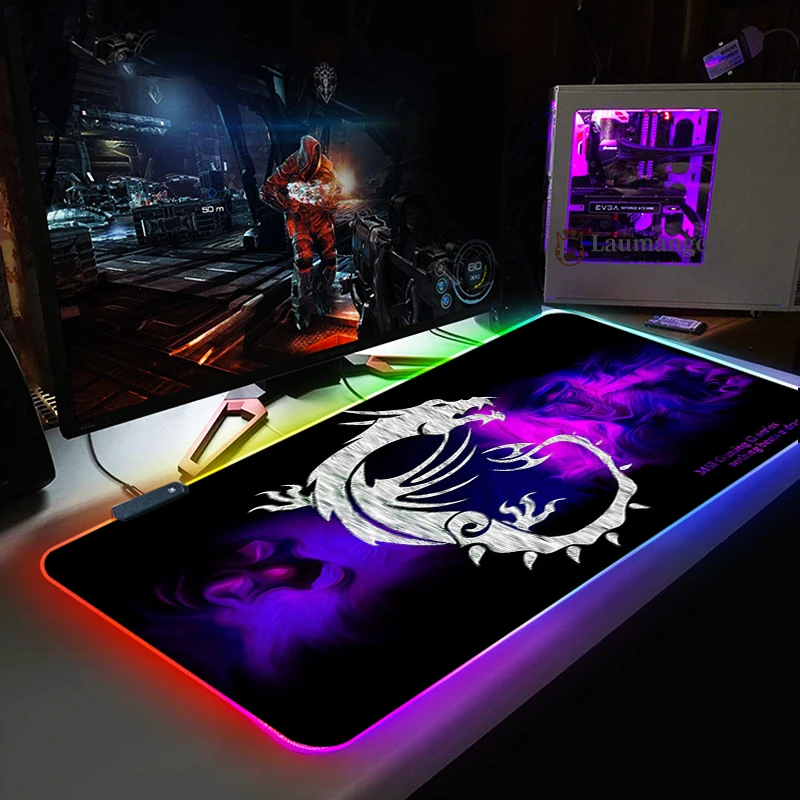MSI логотип большая клавиатура стол коврик RGB большой Мышь для геймера компьютер Pad