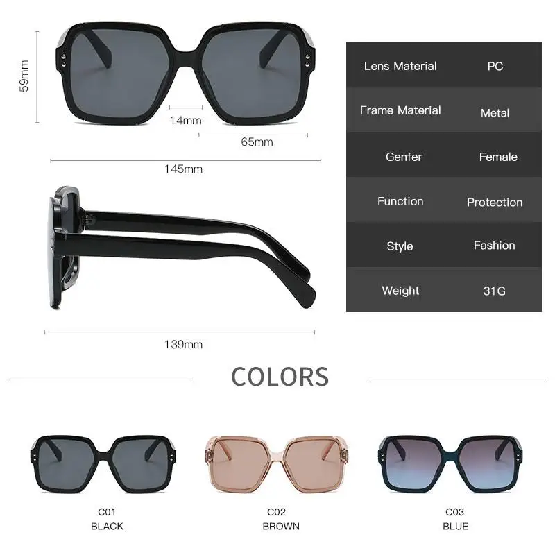 

Vintage Brand Designer Square Oversize Sunglasses Women Men Transparent Gradient Sun Glasses Big Frame Eyewear UV oculos de sol