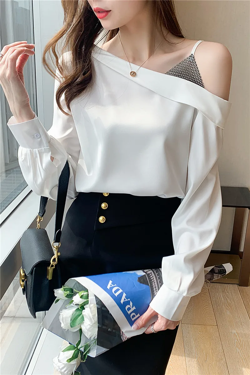 

2021 spring and summer strapless trendy fashion simple and comfortable sling chiffon shirt sexy temperament top women
