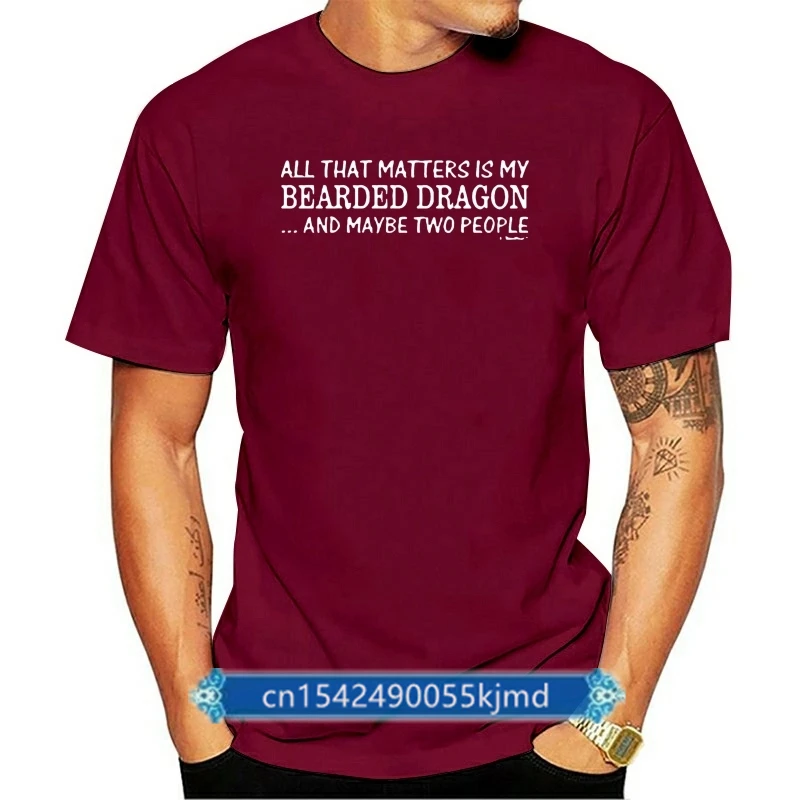

Casual Shirt White Top Short Sleeve Printed Crew Neck My Bearded Dragon Thats All That Matters Two People Tee For Men