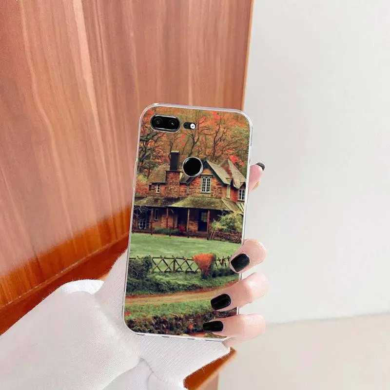 Cottagecore цветочный пейзаж чехол для телефона прозрачный Huawei honor P mate 40 20 30 10 50 i 9 x pro lite