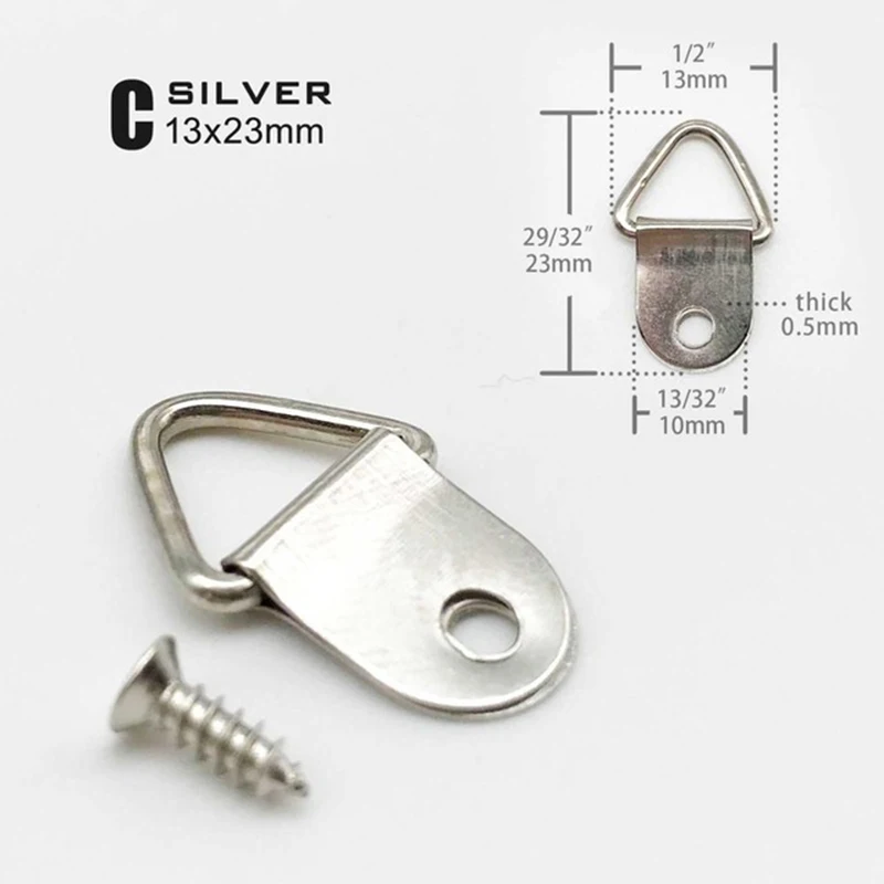 50 шт. золотистые треугольные D-образные кольца подвесные крючки для картины