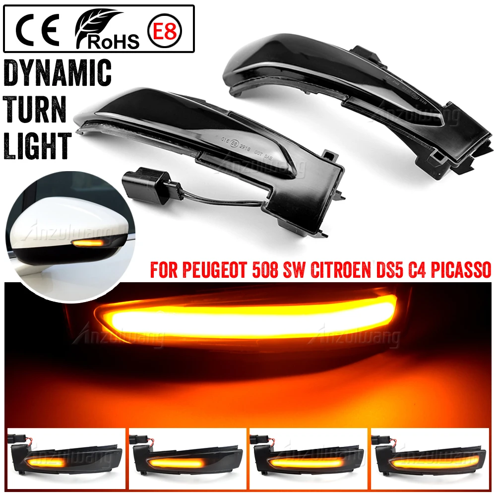 

A Pair LED Dynamic Turn Signal Lights For Peugeot 508 SW 2010-2017 Car Rearview Mirror Blinker Indicator For Citroen DS5/ C4