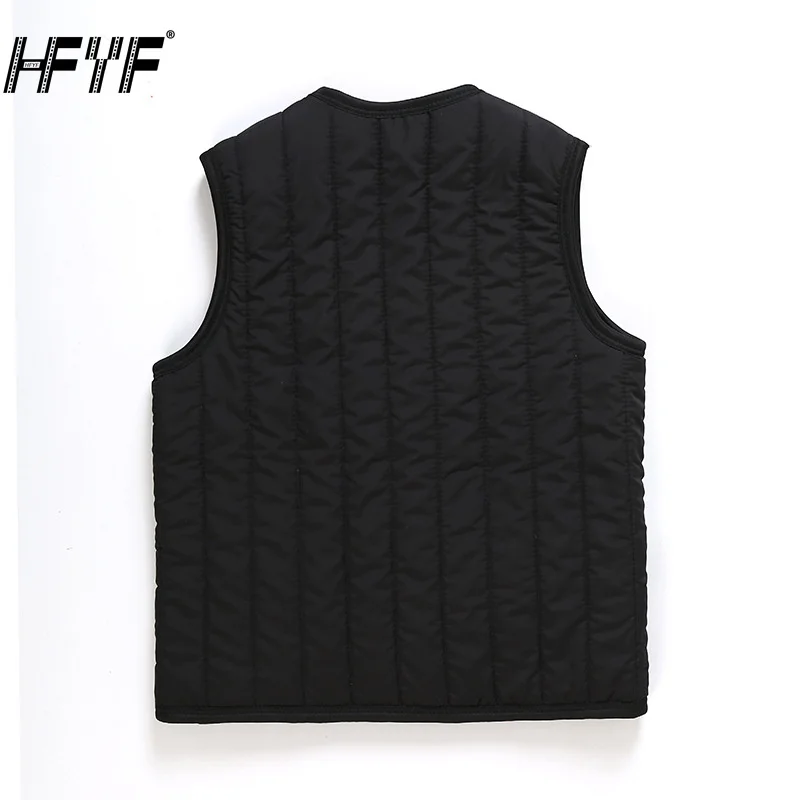 HFYF Autumn Winter Men's Solid vintage sleeveless Long Collar Cotton Jacket Men's casual ​double-sided Warm Windproof Vest