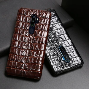 leather phone case for oppo find x2 r15 r17 reno z 2 2z 2f 3 4 pro ace 2 a5 a9 2020 a11x k3 k5 cowhide crocodile tail cover free global shipping