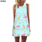 Женское короткое пляжное платье KYKU, винтажный сарафан с изображением лебедя и ананасов, большие размеры, лето