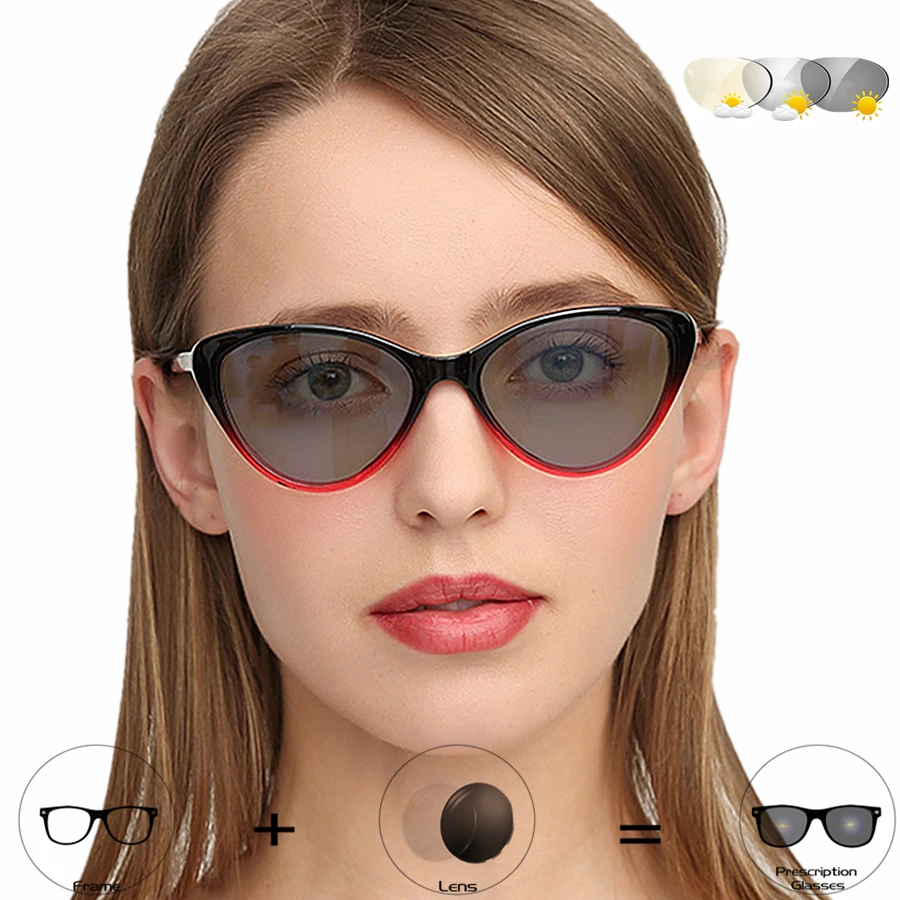 Солнцезащитные очки женские фотохромные с серыми линзами и диоптриями|Женские