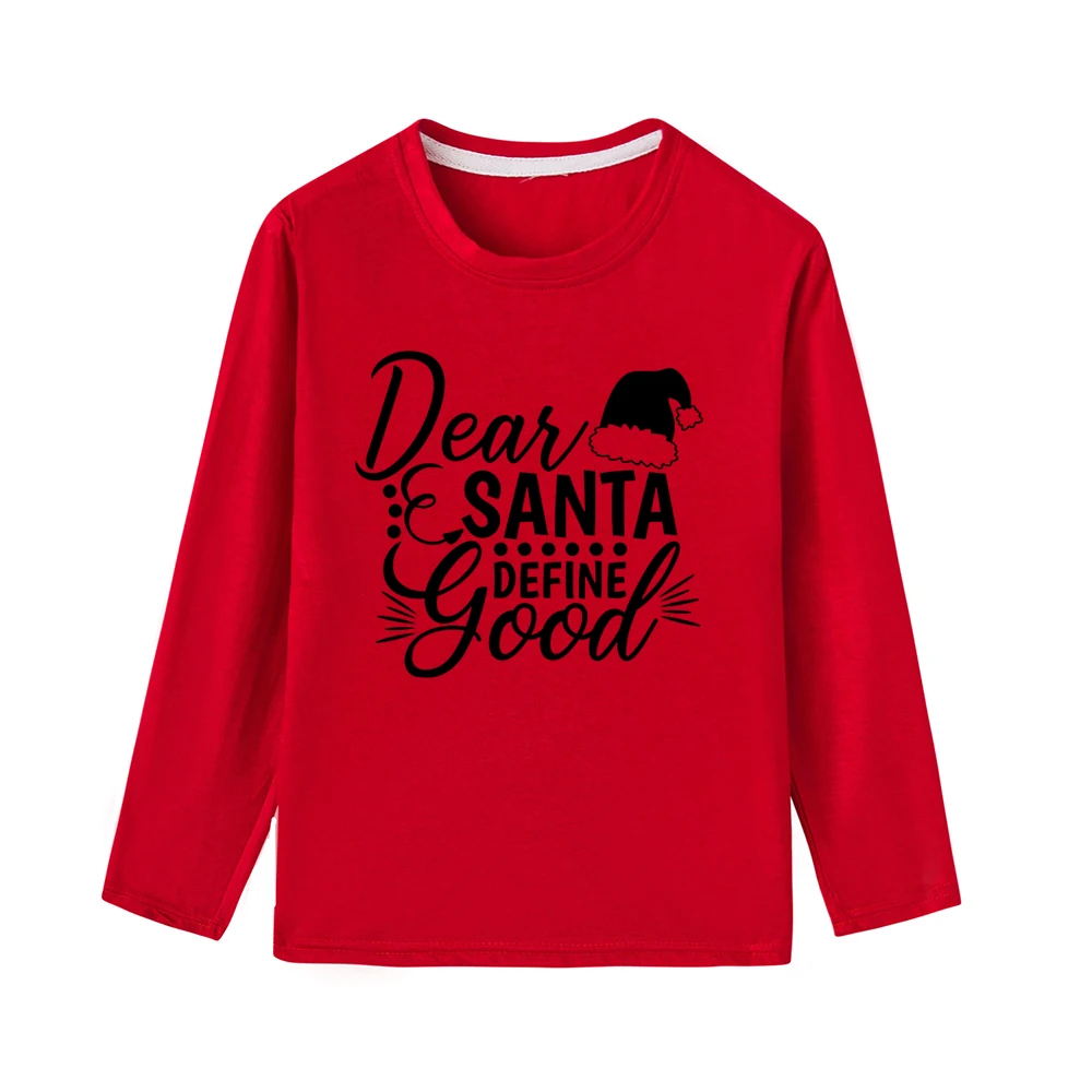 Dear Santas/детская Рождественская футболка с длинными рукавами; Милая Рождественская одежда унисекс с буквенным принтом для мальчиков и девочек; модная одежда