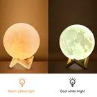 2 Цвет изменения Перезаряжаемые луна лампа 3D светильник сенсорный выключатель 3D печати лампы Moon Спальня Этажерка ночной Светильник творческие подарки