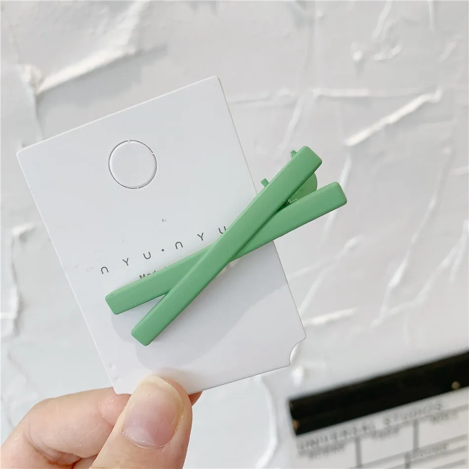 Женская матовая заколка для волос конфетного цвета крестообразный зажим с