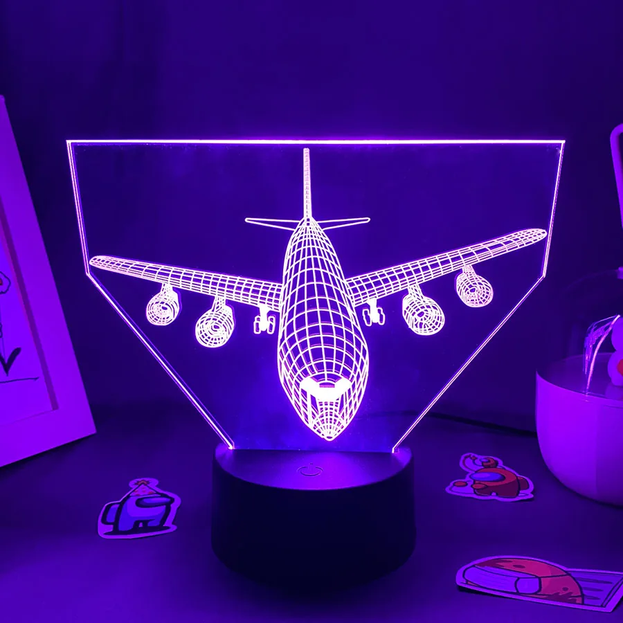 

Airplane Model 3D Illusion LED Lava Lamp Creative NightLight Cool Colorful Gift For Friends Kid Bedroom Bedside Table Decoration