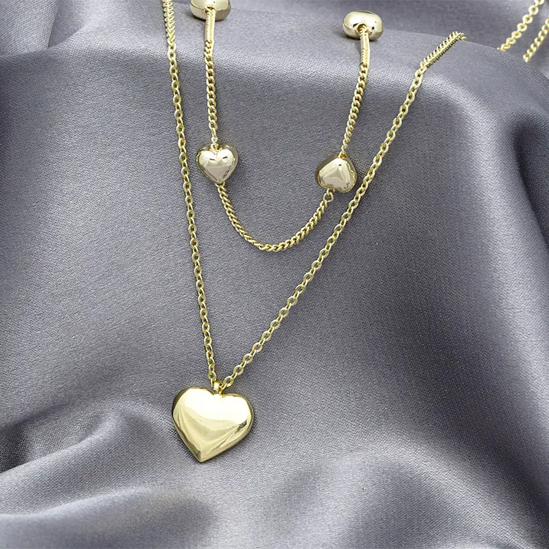 

Korean Fashion Double-Layer Love Necklace Clivacle Chain Set