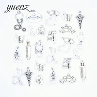 yuenz 25pcsset antique silver color medical tools charms metal pendants jewelry making accessories u052