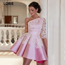 LORIE – robe de soirée en Satin rose, tenue de princesse courte, élégante, avec des appliques en dentelle, pour les occasions spéciales  (3)