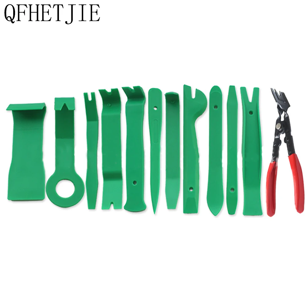 

QFHETJIE 12-piece Car Interior Audio Modification Tool Set Car Navigation Panel Removal Pry Board Light Clamp Tool