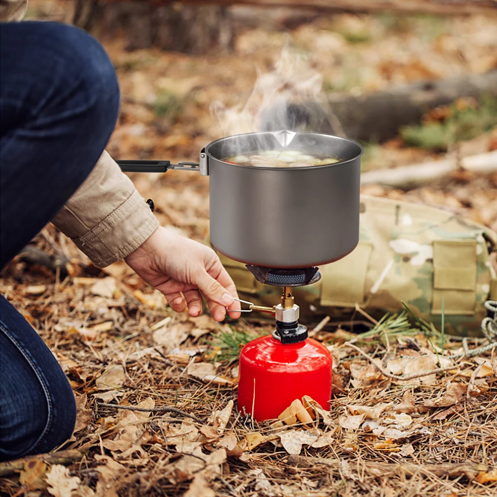 

2000ml/2800ml Camping Titanium Pot with Foldable Handle Outdoor Camping Cookware Hiking Backpacking Cooking Soup Pot