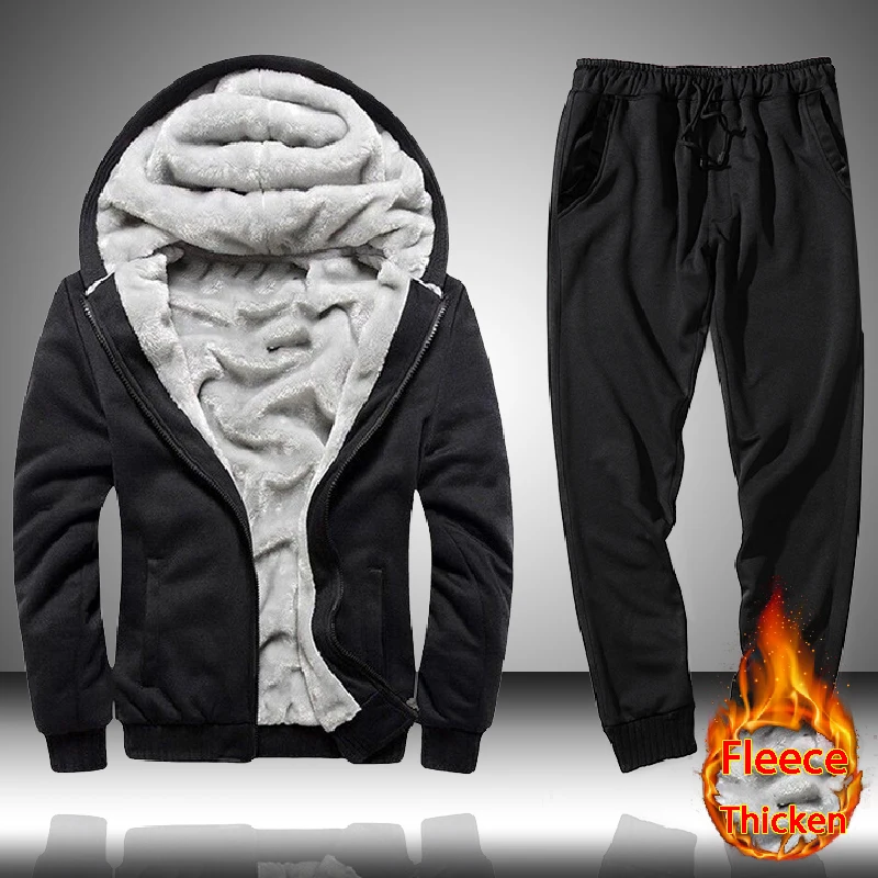 Зимний мужской тренировочный костюм 2021 новый толстый теплый трикотажный свитер