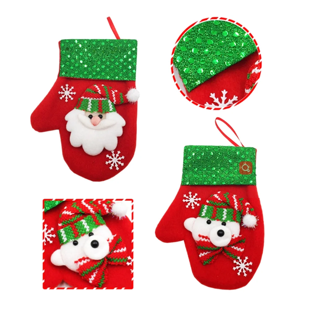 Рождественская Декоративная скатерть сумка для посуды блестки кукла конфеты