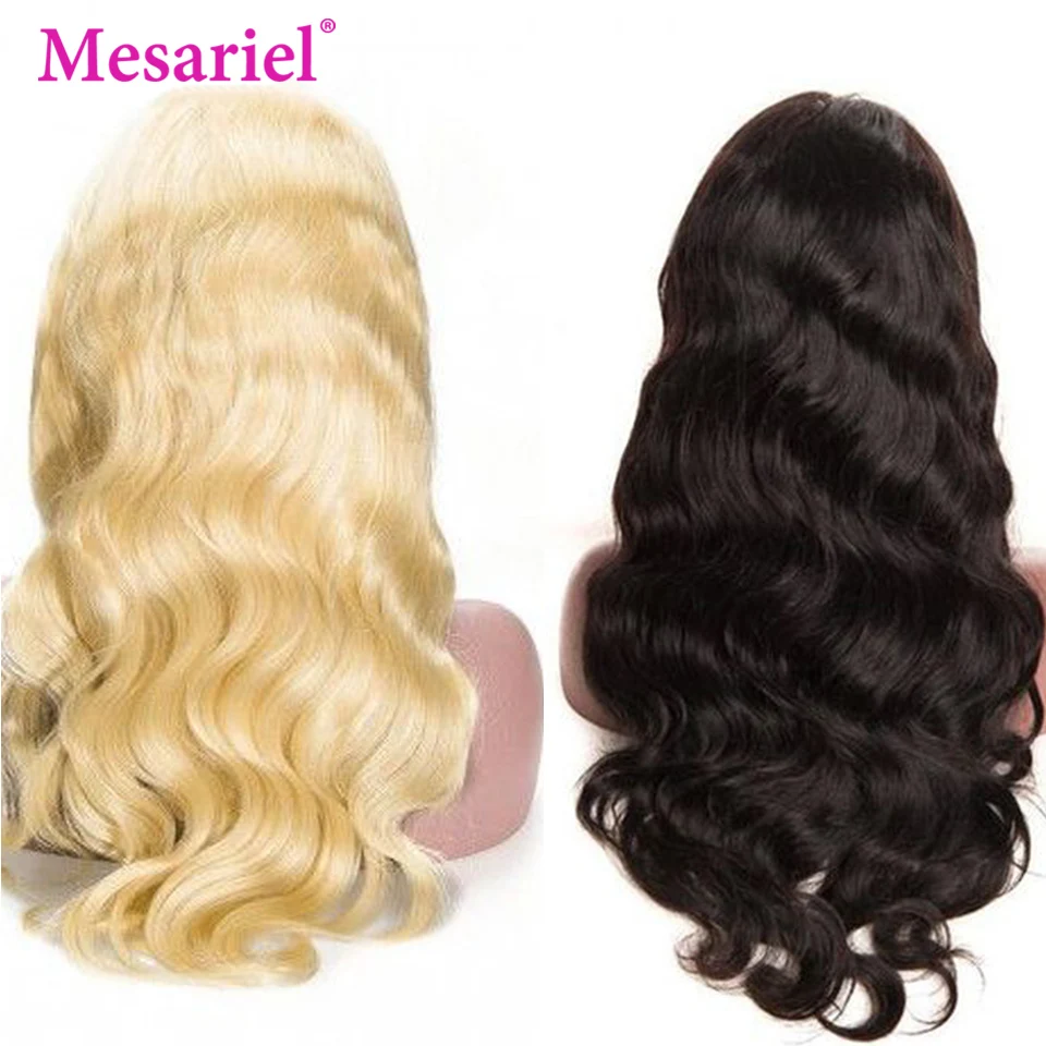 Mesariel Blonde 613 человеческие волосы парики бразильские волнистые 13*4 фронтальные