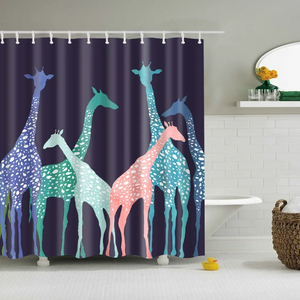 Decorative Animals Cat Deer Owl Whale Bathroom Shower Curtains Frabic Waterproof Polyester Bath Curtain With Hooks | Дом и сад