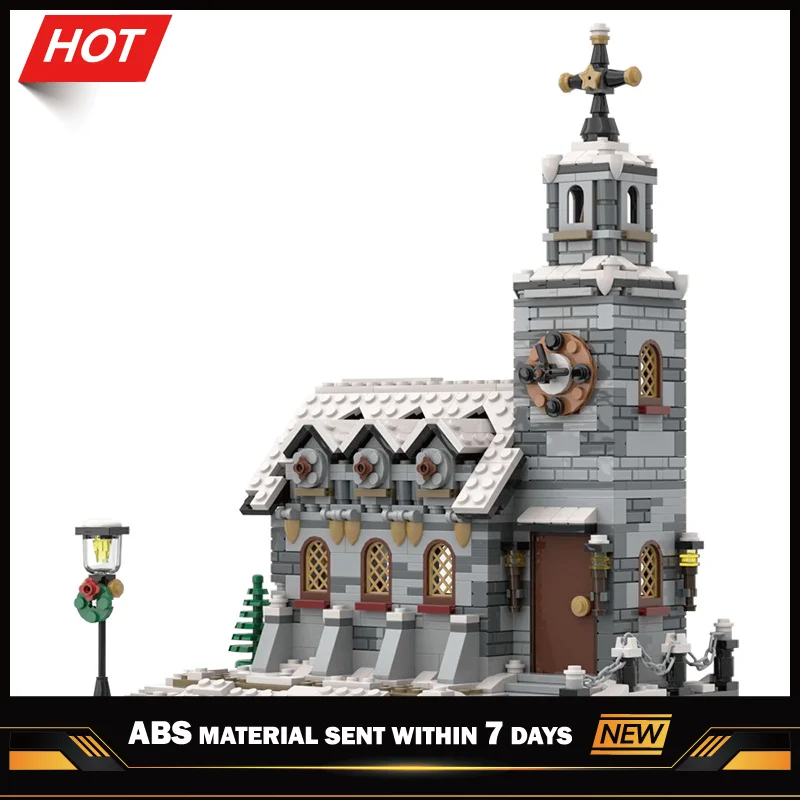 

Street View House Model Winter Church Constructor Architecture Toys Building Blocks Bricks For Children Kids Christmas Gifts