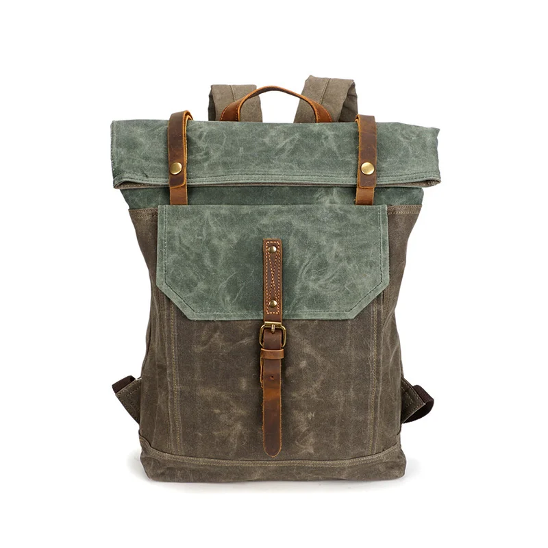 

Waterproof Waxed Canvas Backpack Men Backpacks Leisure Rucksack Travel School Bag Laptop Bagpack men vintage shoulder Bookbags