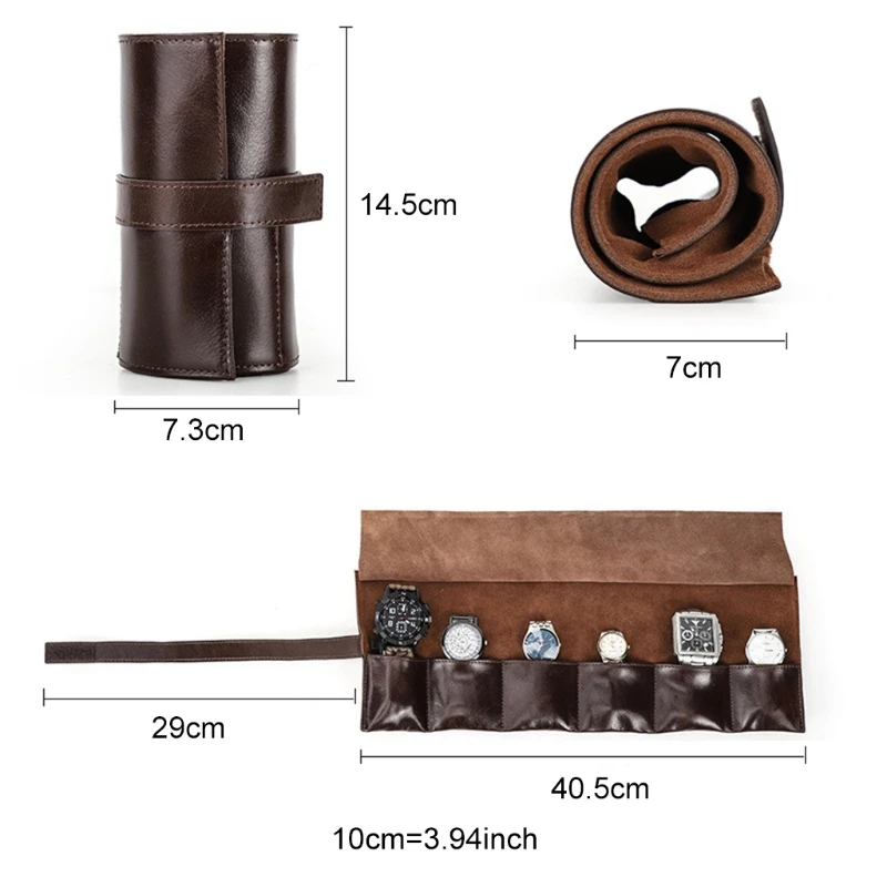 

Watch Roll Storage Case Travel Leather Watch Organizer Jewelry Watch Protective Holder Box with Closing Strap Watch Pouch