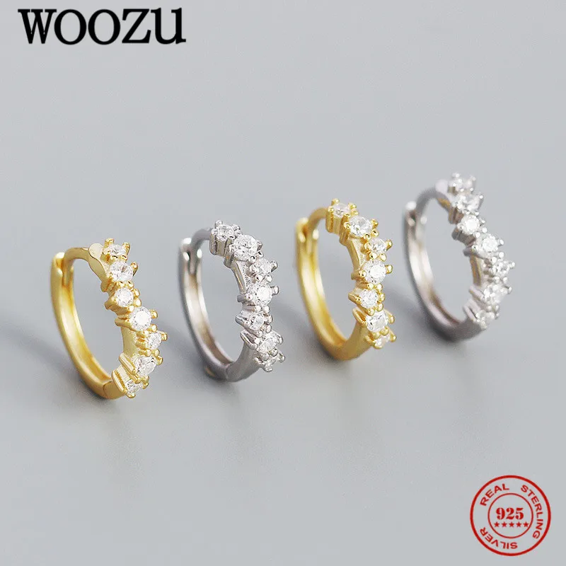 Минималистичная волна WOOZU из стерлингового серебра 925 пробы блестящая фианита