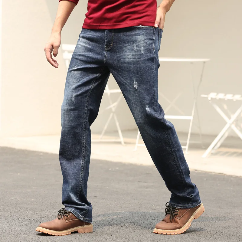 Spring and Autumn Men Straight Breathable  Baggy Jeans  Blue Leisure Denim Pants Male Hiphop Skateboarder Jeans Loose Trousers