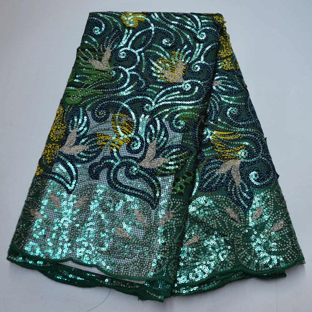 

Sequence African French Net Lace Fabrics Glitters 2021 Nigerian Organza Mesh Tulle Embroidery Sequins Dress Sewing Materials