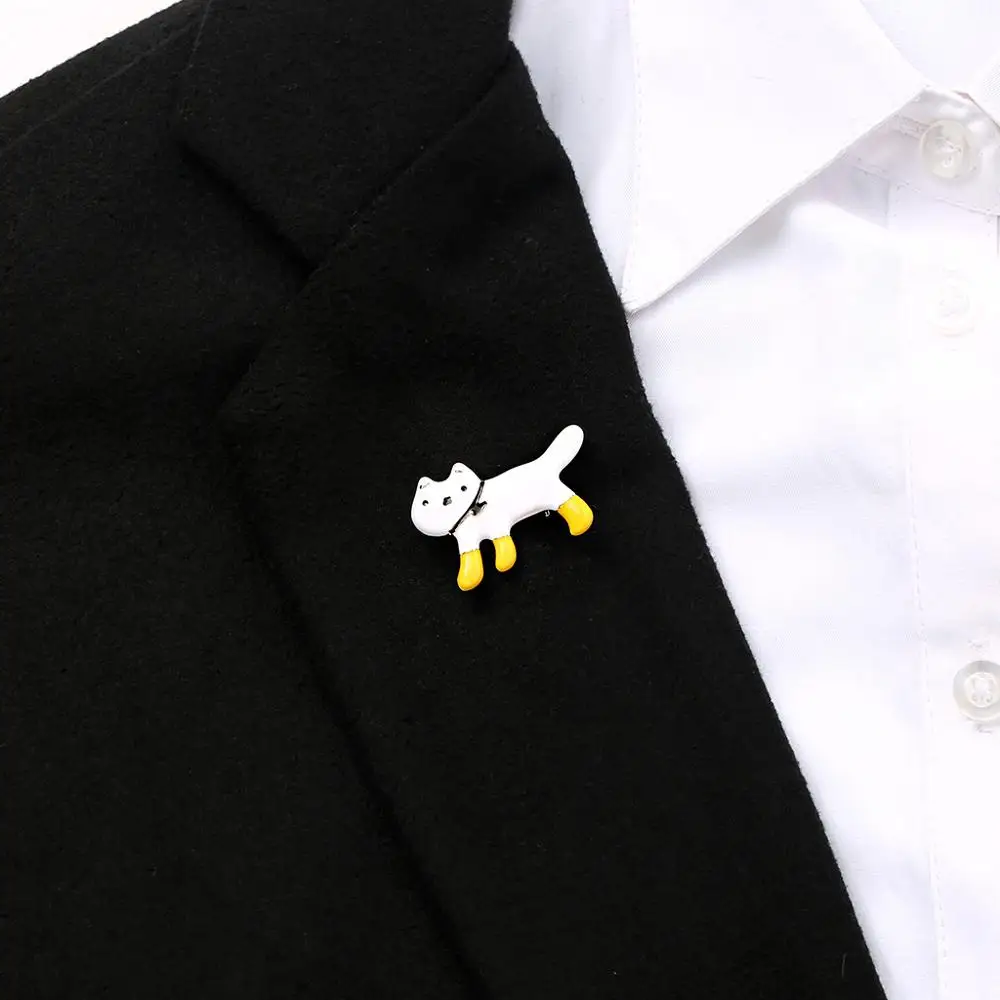 3 шт./лот модные эмалевые Броши с изображением мультяшного белого черного кота