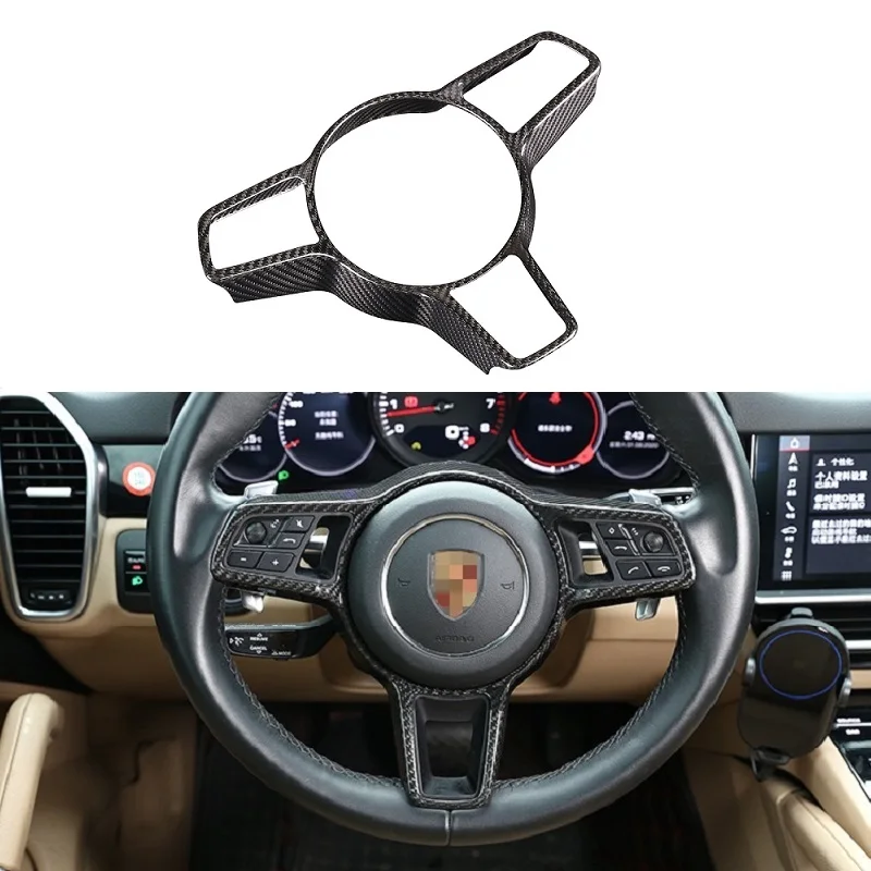 Цена Наклейка на руль из сухого углеродного волокна, подходит для Porsche Panamera Macan Cayenne 718 911 Cayman