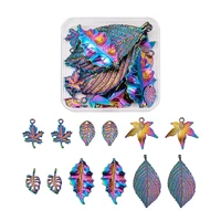 24pcs rainbow color metal alloy maple leaf tree leaves pendants charms for bracelet necklace diy handicraft jewelry making
