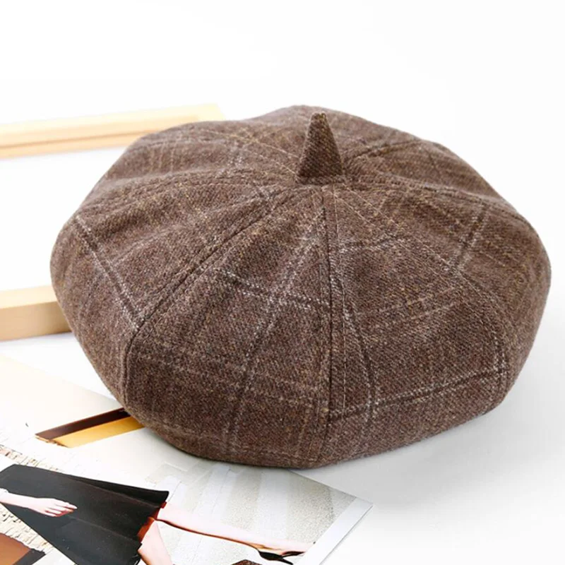 Модный шерстяной женский берет DYLAOPAN сезон осень-зима восьмиугольные шапки