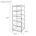 PROSTER 6 этажная металлическая подставка для хранения в ванной, на кухне стойки поддона стенд горшок кастрюля для Хранения Организовать с крючками S домашний стеллаж металлическая полка
