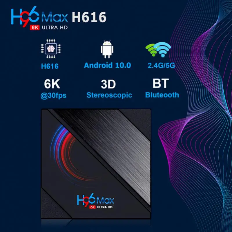H96 Max четырехъядерный H616 6K HD Smart TV приставка Android 10 0 Двойной Wi-Fi телеприставка с