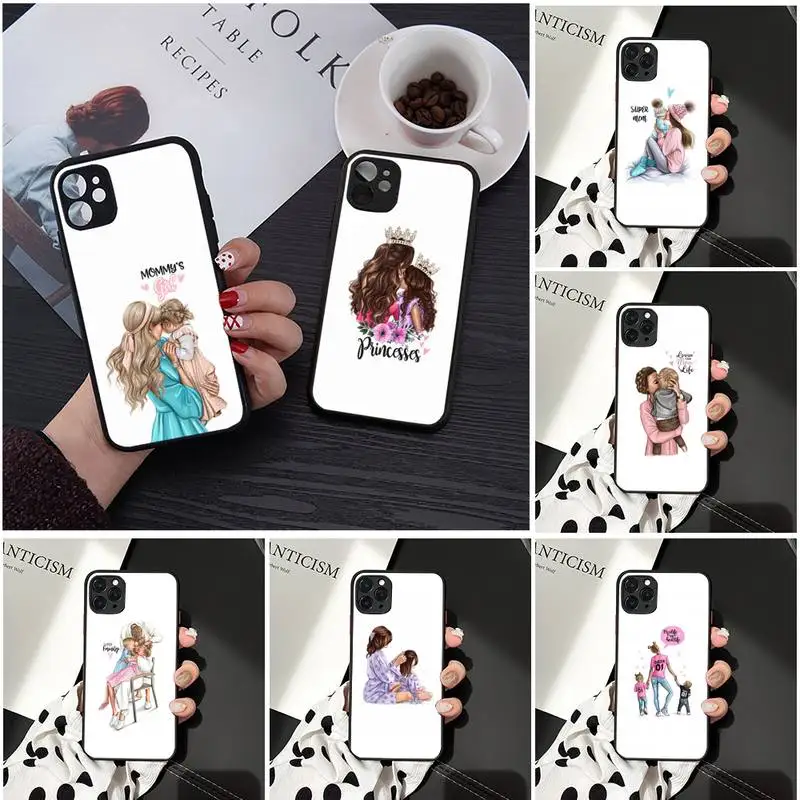 

Mom and baby Phone Case Matte Transparent for iPhone 7 8 11 12 s mini pro X XS XR MAX Plus cover funda