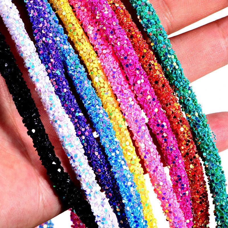 1 Yard 6mm Sequins Soft Tube Cord Rope Resin Rhinestone Trims PVC Pipe Wedding Dress Applique DIY Shoes Costume Accessories | Дом и сад