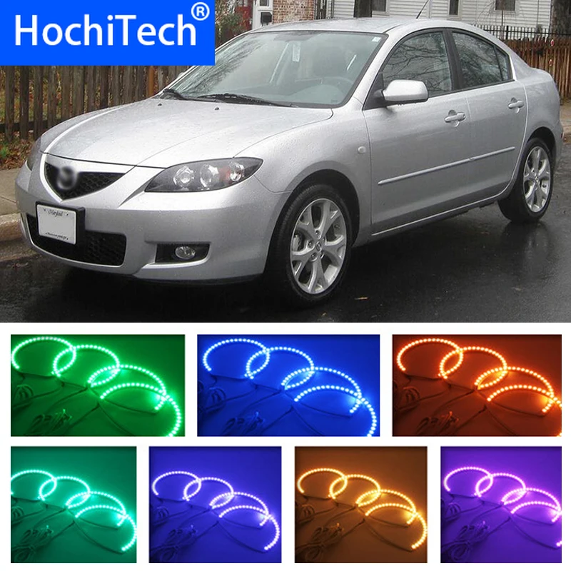 Для mazda 3 2003 2004 2005 2006 2007 2008 2009 RGB светодиодный фар колец halo ангел демон глаза с