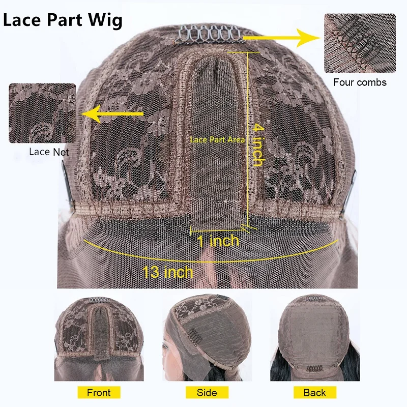 Short Bob Wigs Brazilian Lace Front Human Hair Straight Cut Remy Pre Plucked Middle Part For Women | Шиньоны и парики