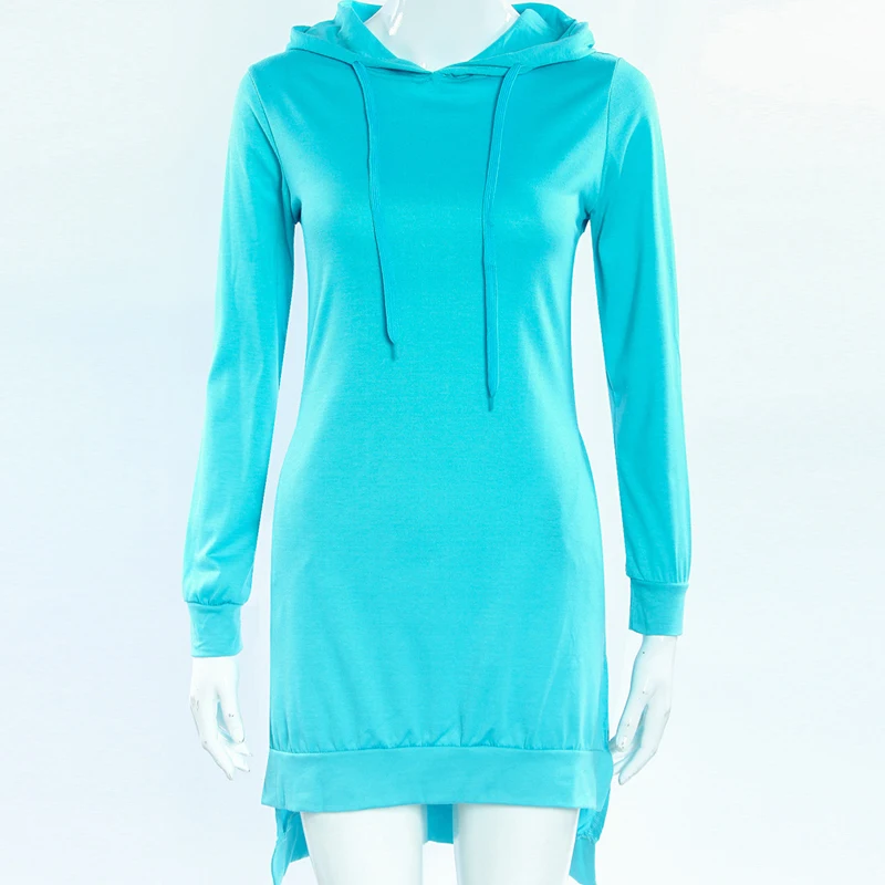 

Autumn Woman Dress Split Hoodies Sports Casual Long Sleeve Sweatshirt Hooded Dress Plus Size Women Clothes Casual Dress