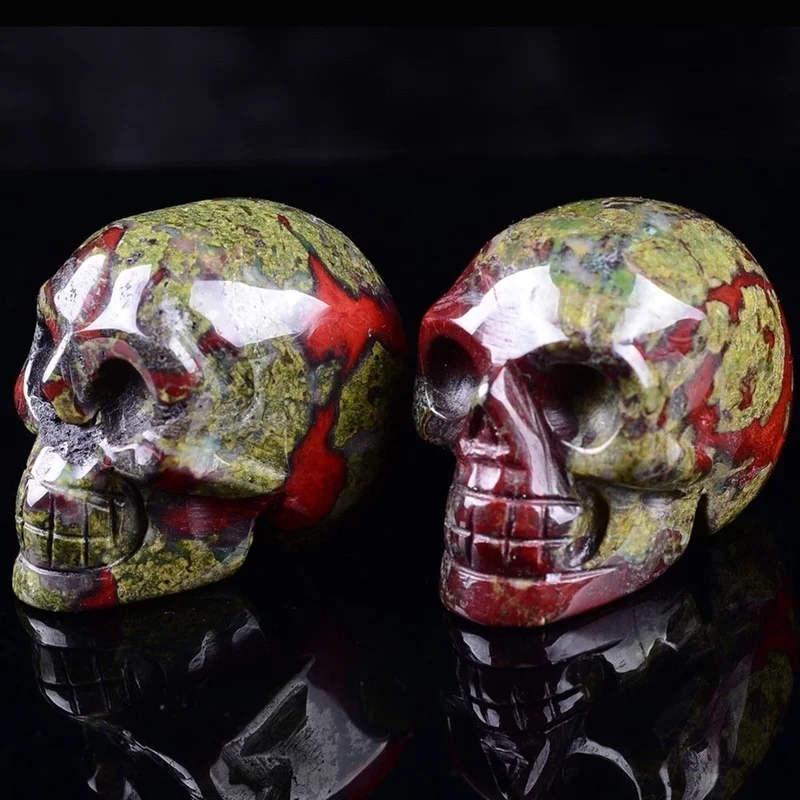 Кровь дракона камень реики с украшением в виде кристаллов Исцеление Черепа Яркие