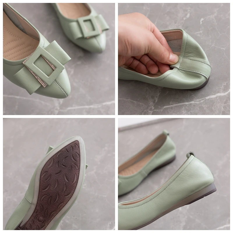 Женские туфли на плоской подошве мягкие кожаные с низкой подошвой удобные мягкой