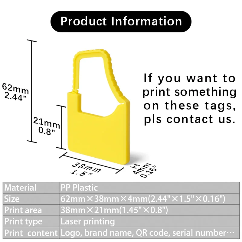 WONXEATH 100 шт. Пользовательский логотип бирка одноразовая белая Желтая пластиковая