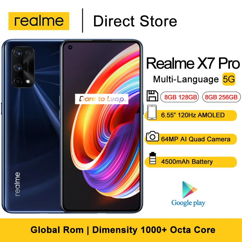 Realme X7 Pro 5G мобильные телефоны 6 55 ''FHD + безрамочный экран с Dimensity 1000 плюс Octa Core NFC