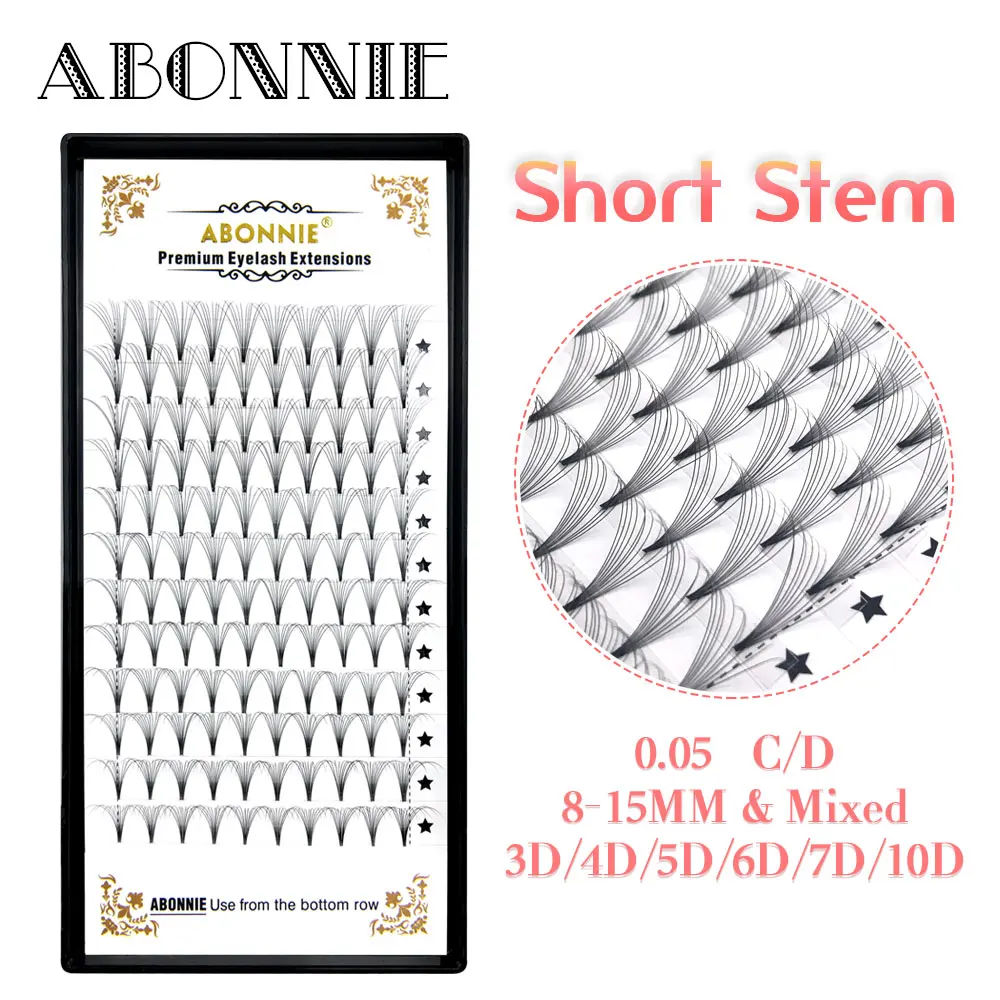 Abonnie 12 строк предварительно сделанные объемные веера 0 05 3d/4d/5d/6d/7d/10d русские