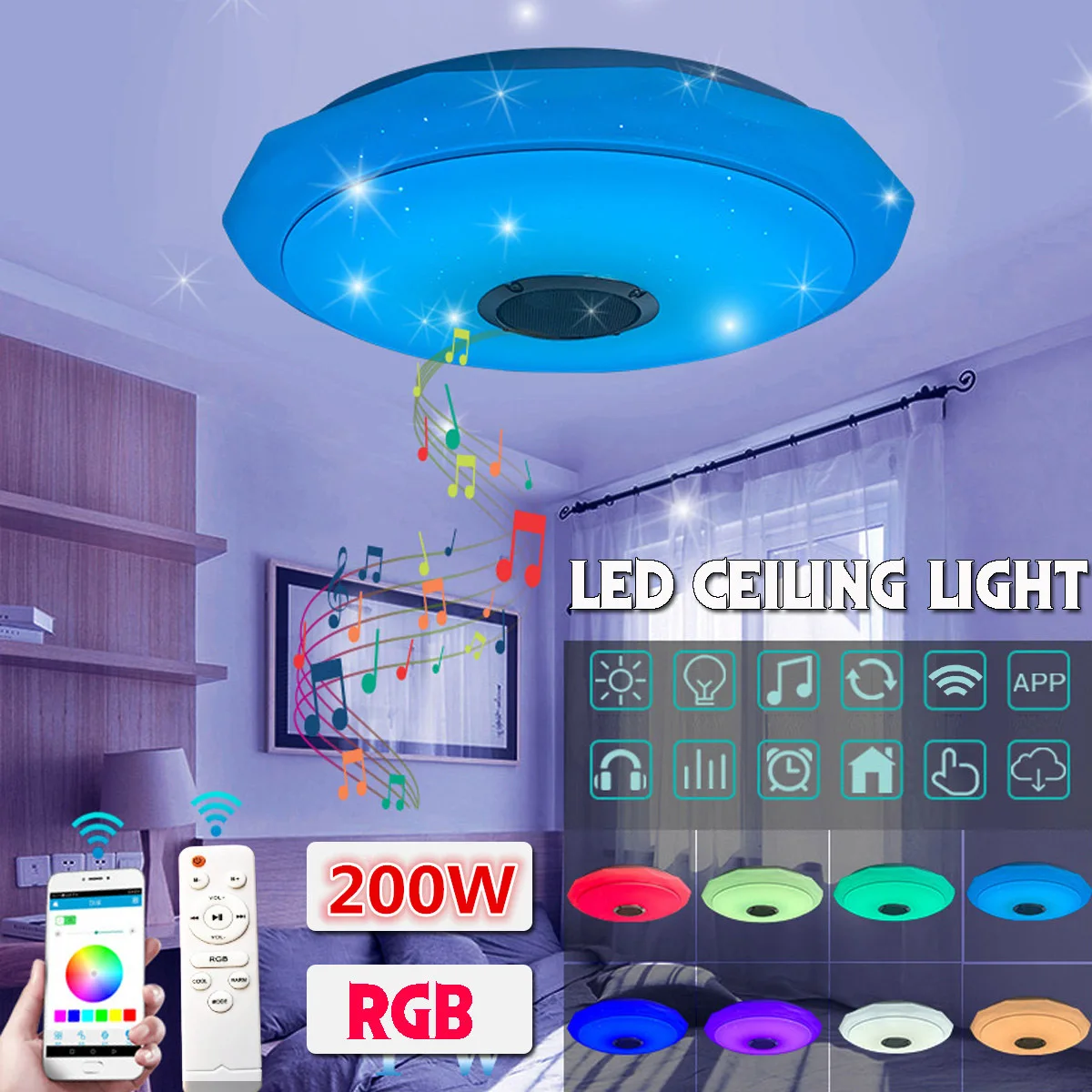 200 Вт WiFi современный RGB светодиодный потолочный светильник домашсветильник щение