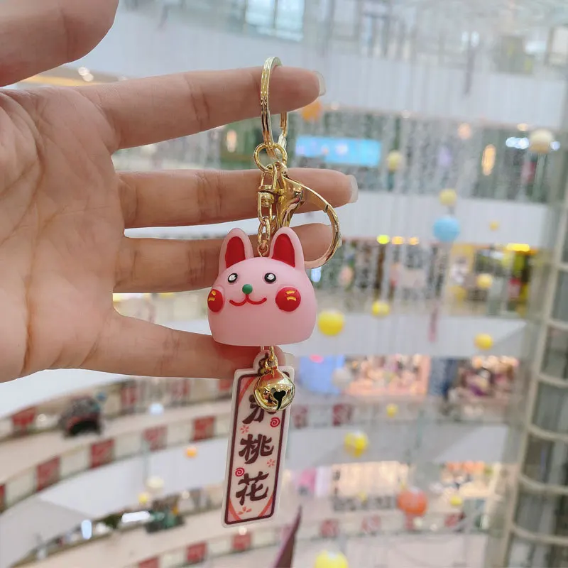 

2020 Cute Ceramics Maneki Lucky Cat Keychain Key Chain Car Bag Pendent Accessories Women Keyring Best Gift Wholesale