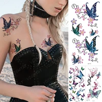 2021 new 3d butterfly waterproof temporary tattoo sticker rose flower sexy flash tatoo woman body art painted fake tatto girl
